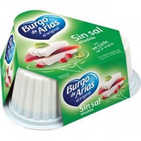 Queso fresco natural sin sal mini BURGO DE ARIAS pack 3 envases 75 grs